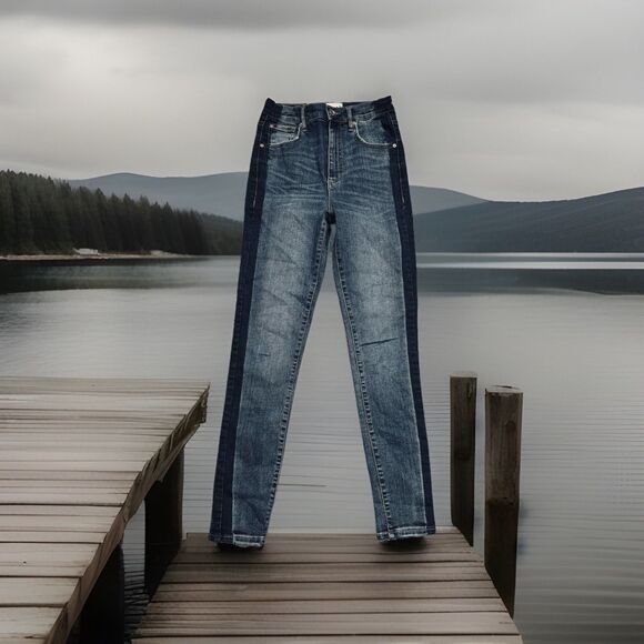 Garage Ultra High Rise Skinny Jeans 1 (24x27) Blue Stretch Denim Juniors - Picture 1 of 9